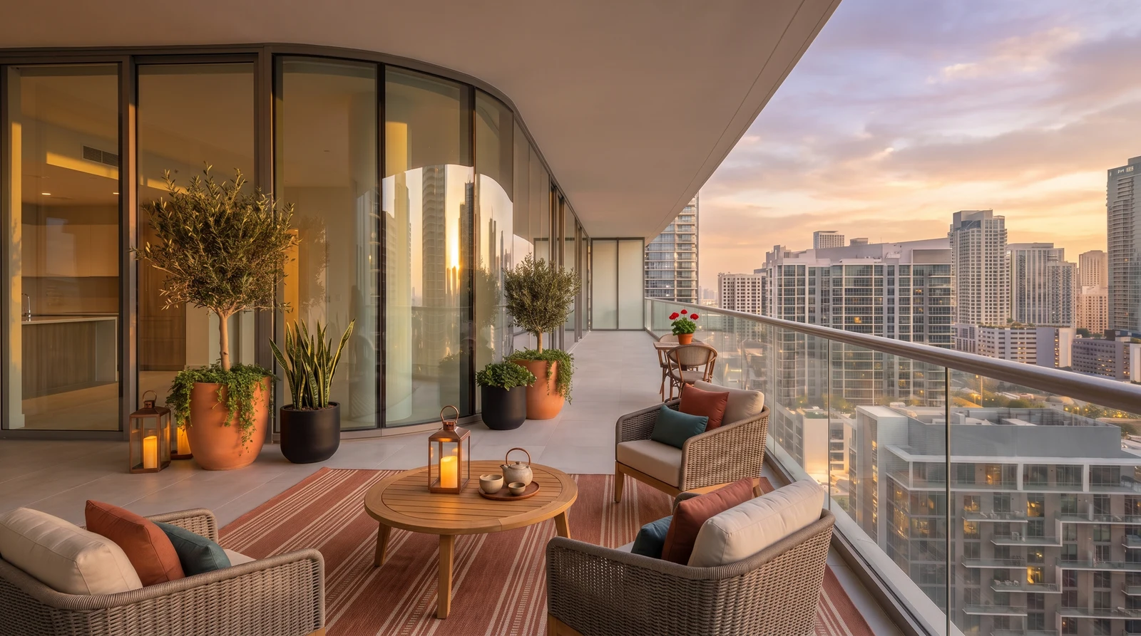 The completed balcony overlooking Dubai
