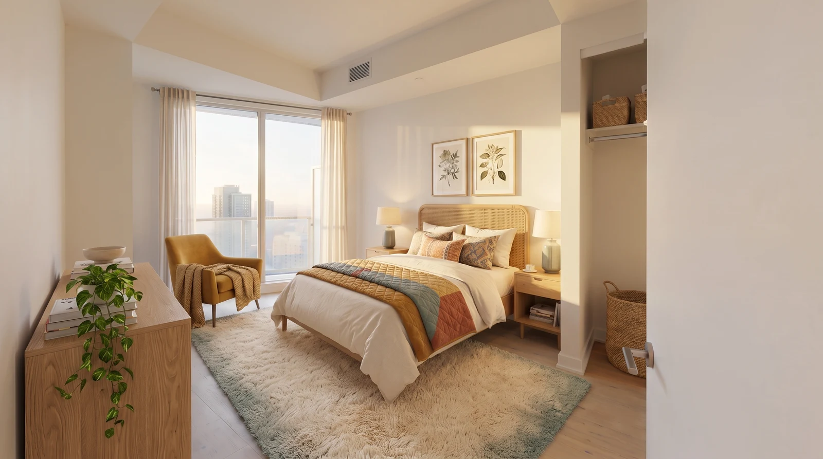 The completed guest bedroom