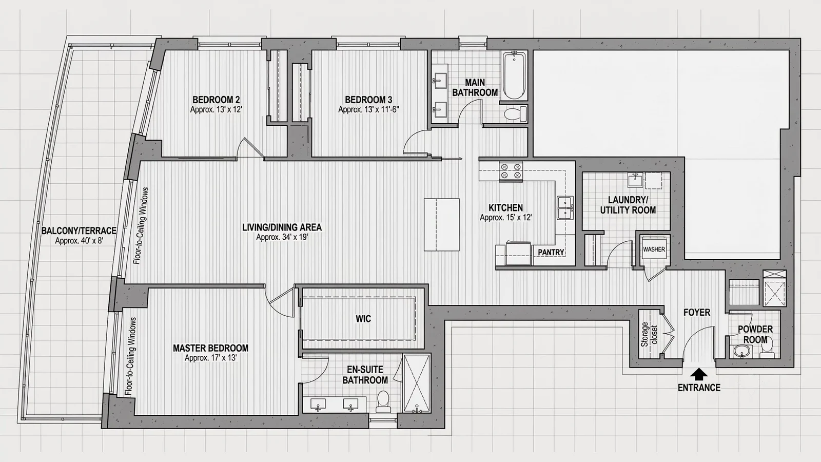 A two-dimensional Dubai apartment floor plan