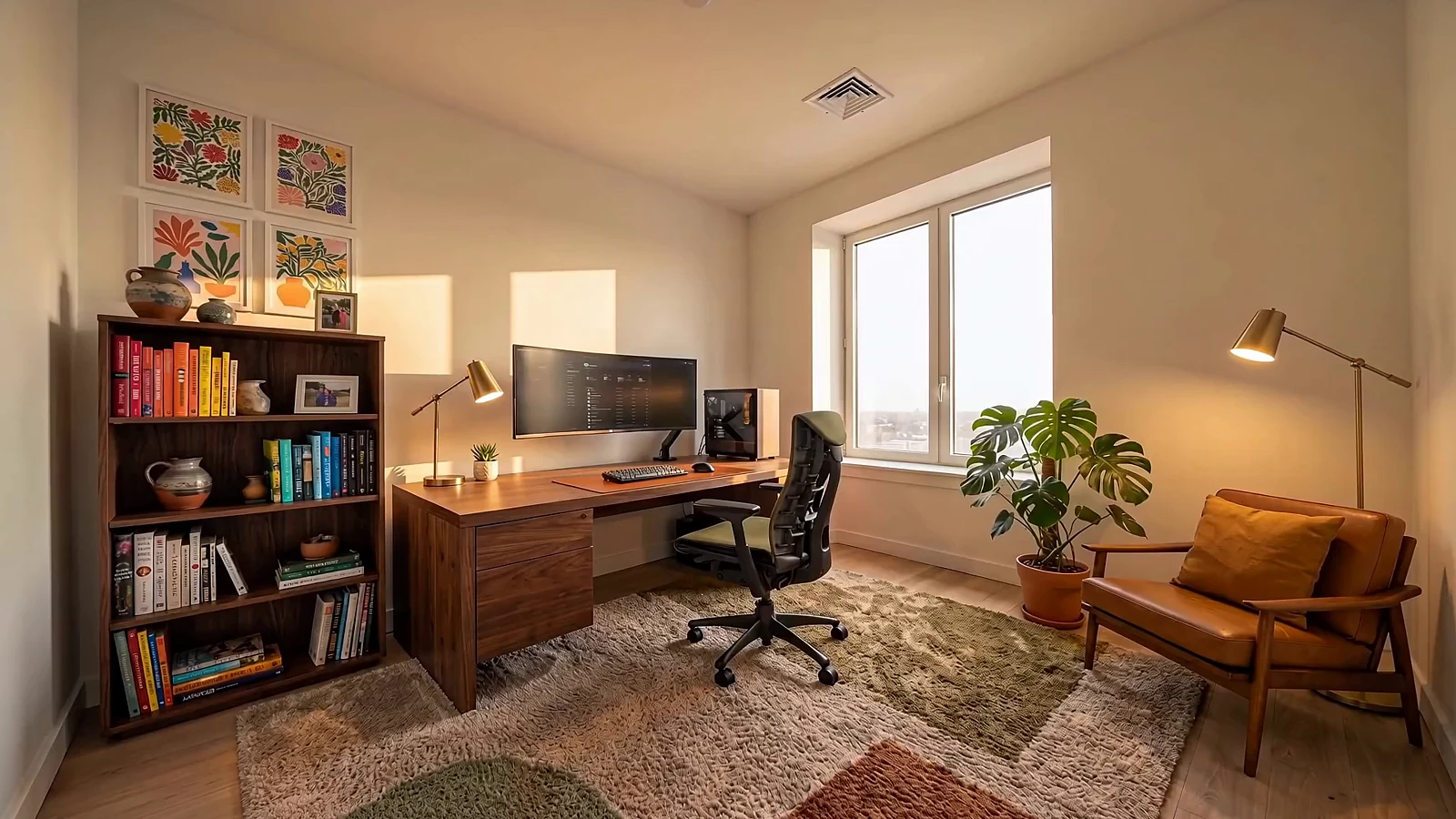 A tour of the completed home office followed by entry into the guest bedroom